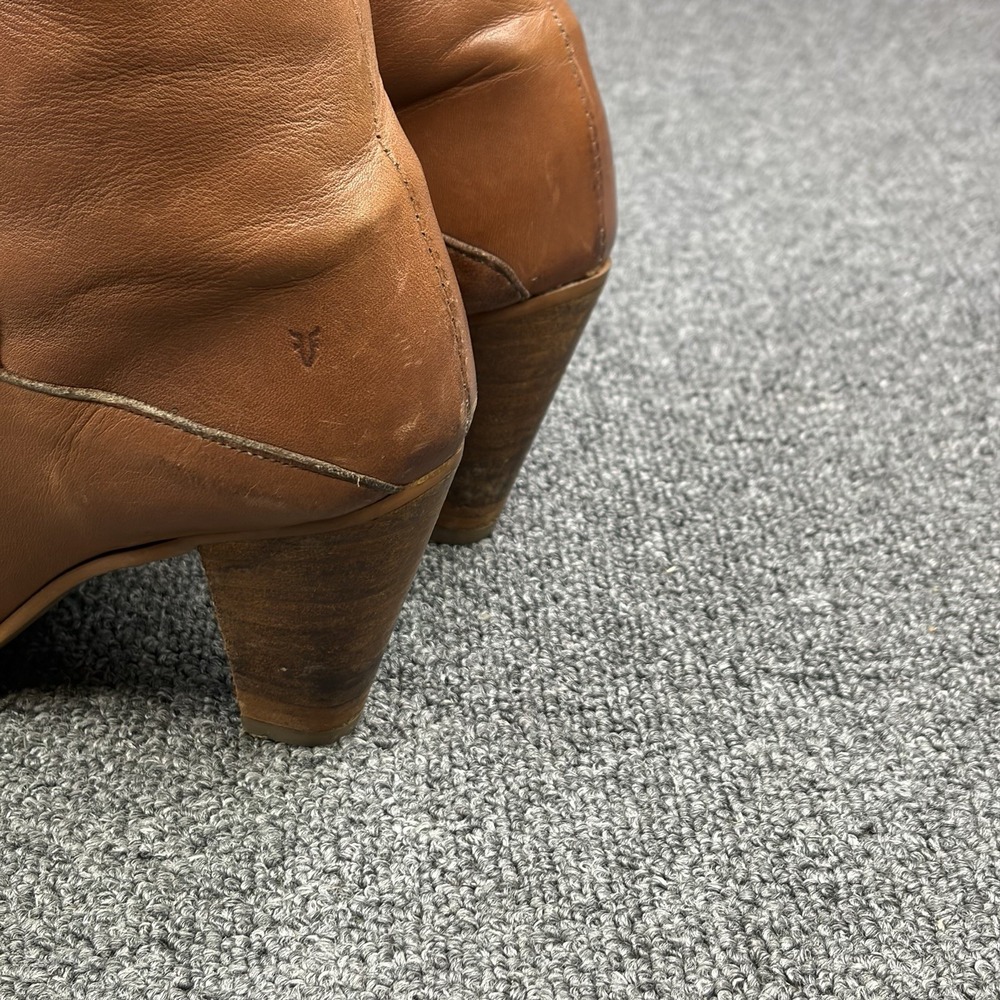 Vintage Frye Tall Campus Boots Cognac Brown Leather Heeled Women's 8 USA Boho - Picture 6 of 16